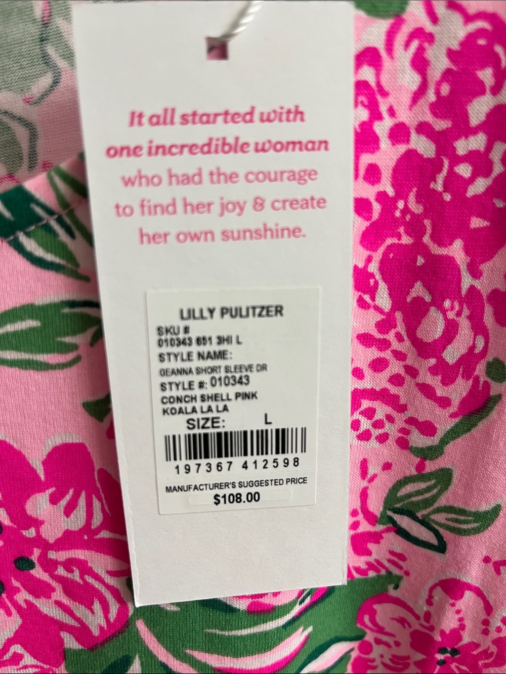 NWT Lilly Pulitzer Geanna Dress in Conch Shell Pink Koala La La - Picture 2 of 9